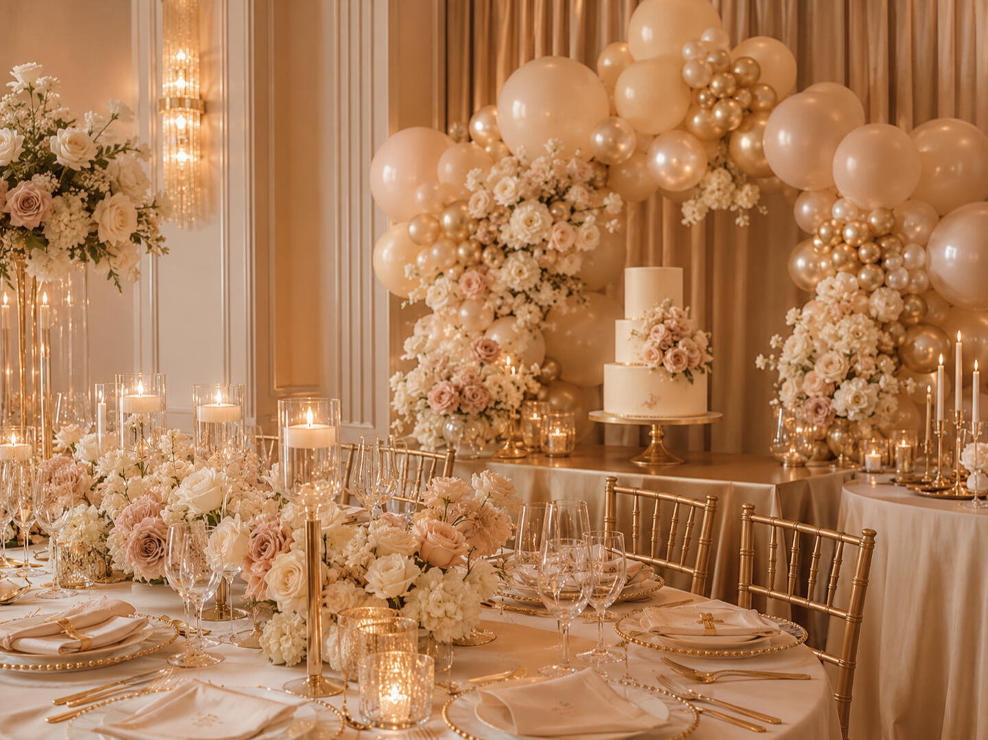 Events Hype Squad Ltd Celebrations: Elegant private celebration styling with balloons, flowers and cake